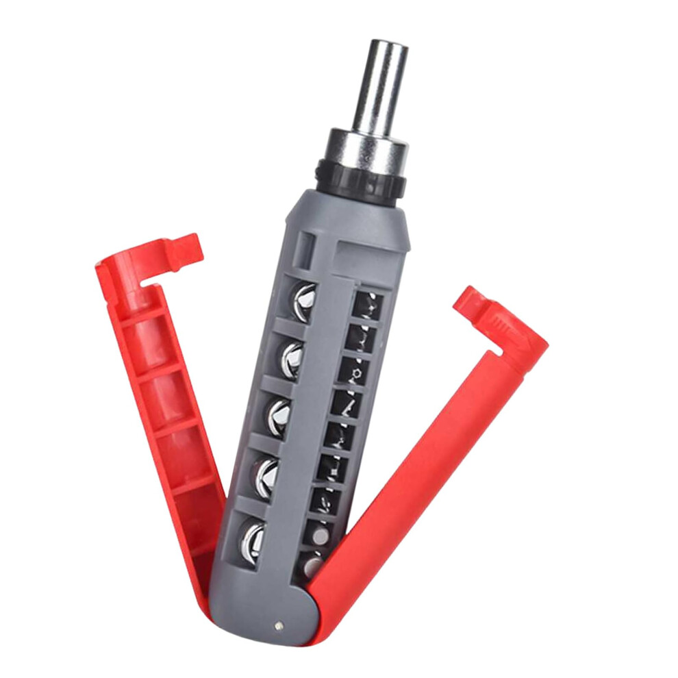 Ratcheting Screwdriver 14In1 Multitool Flexible Angled Adjustment Ergonomic Red Handle Precision Kit 9426802753493