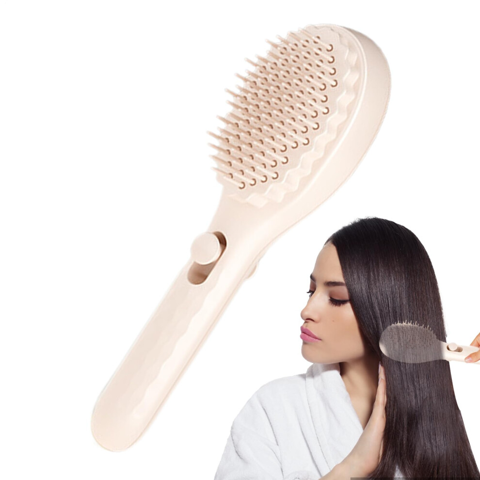 Unisex Cream Hair Brush Selfcleaning Retractable Antistatic Multifunctional For Women Portable Massage Comb Colored