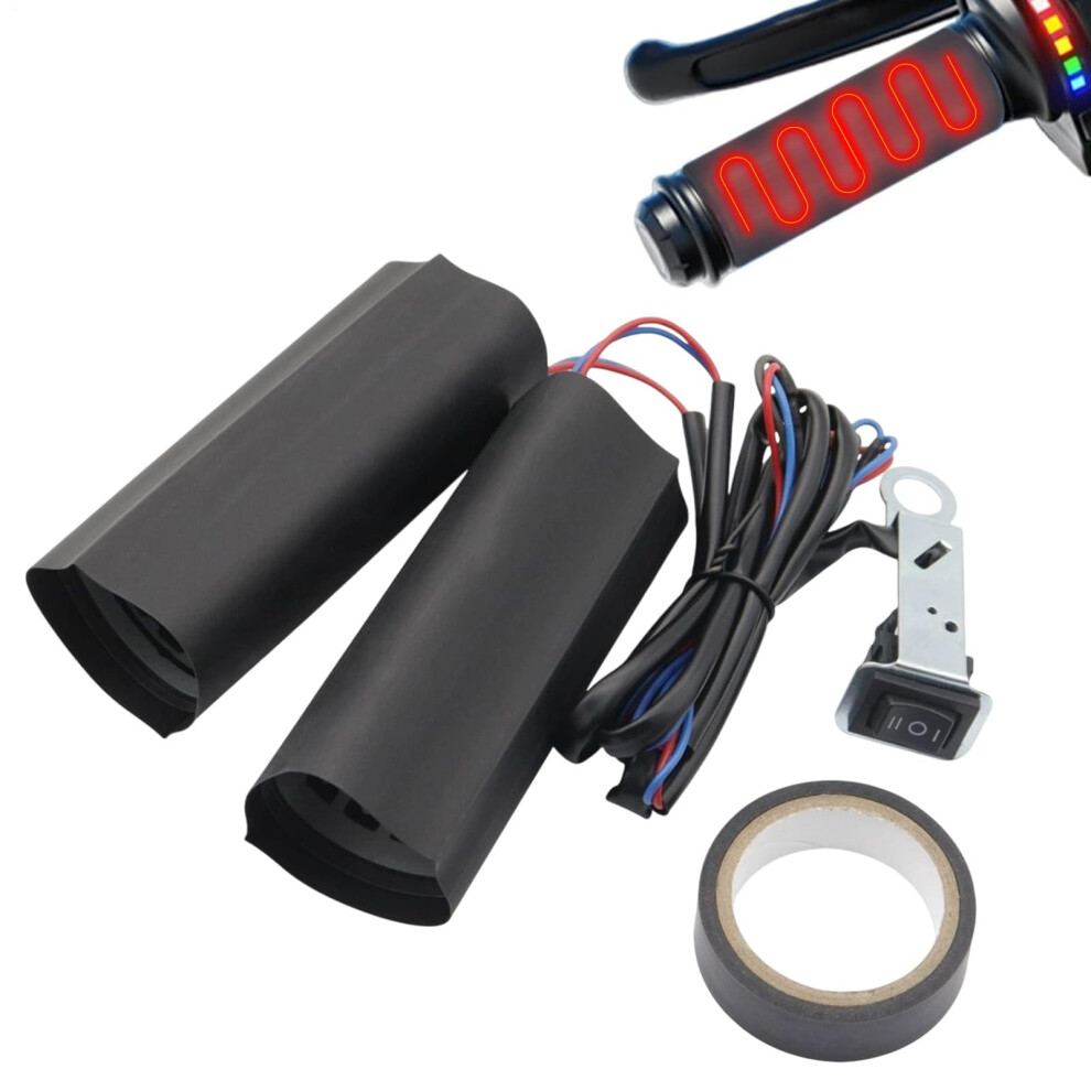 Heated Motorcycle Grips 1 Pair Adjustable 12V Warmer Temperature Adjustment Handlebar For Travel Outdoor Winter Men Women 9189345463150
