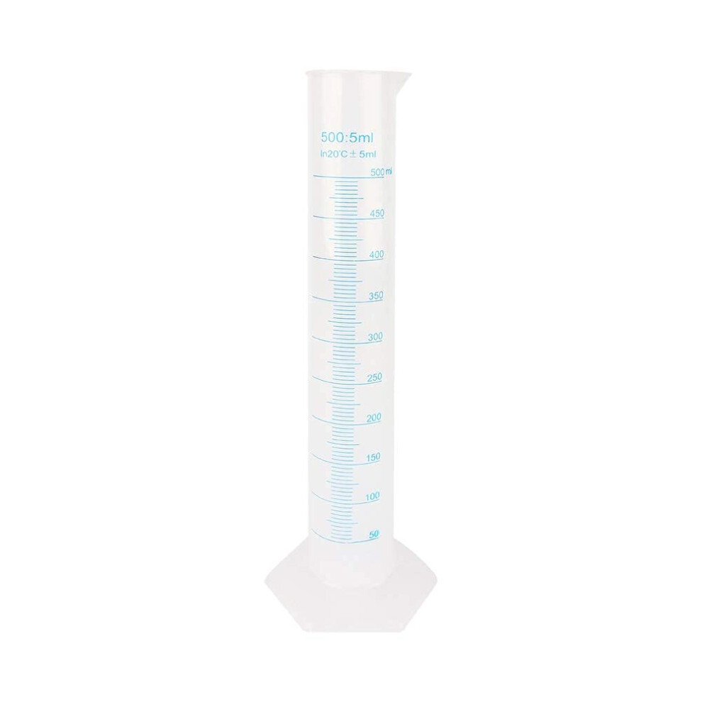 Measuring Cylinder 500Ml Transparent Plastic Graduated Laboratory Cylinder With Blue Graduation Line 9189345463372