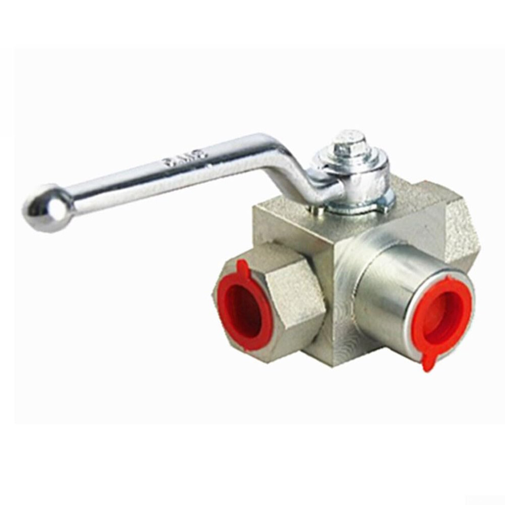 Hydraulic Pressure 3 Way Carbon Steel Ball Valve M14x1.5 To M27x2 500 Bar Nonslip Handle 9426802754131