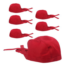 Chef Hats 6Piece Adjustable Unisex Cooking Caps With Comfortable Ribbon Soft Material For Restaurants Cafes Hotels Red