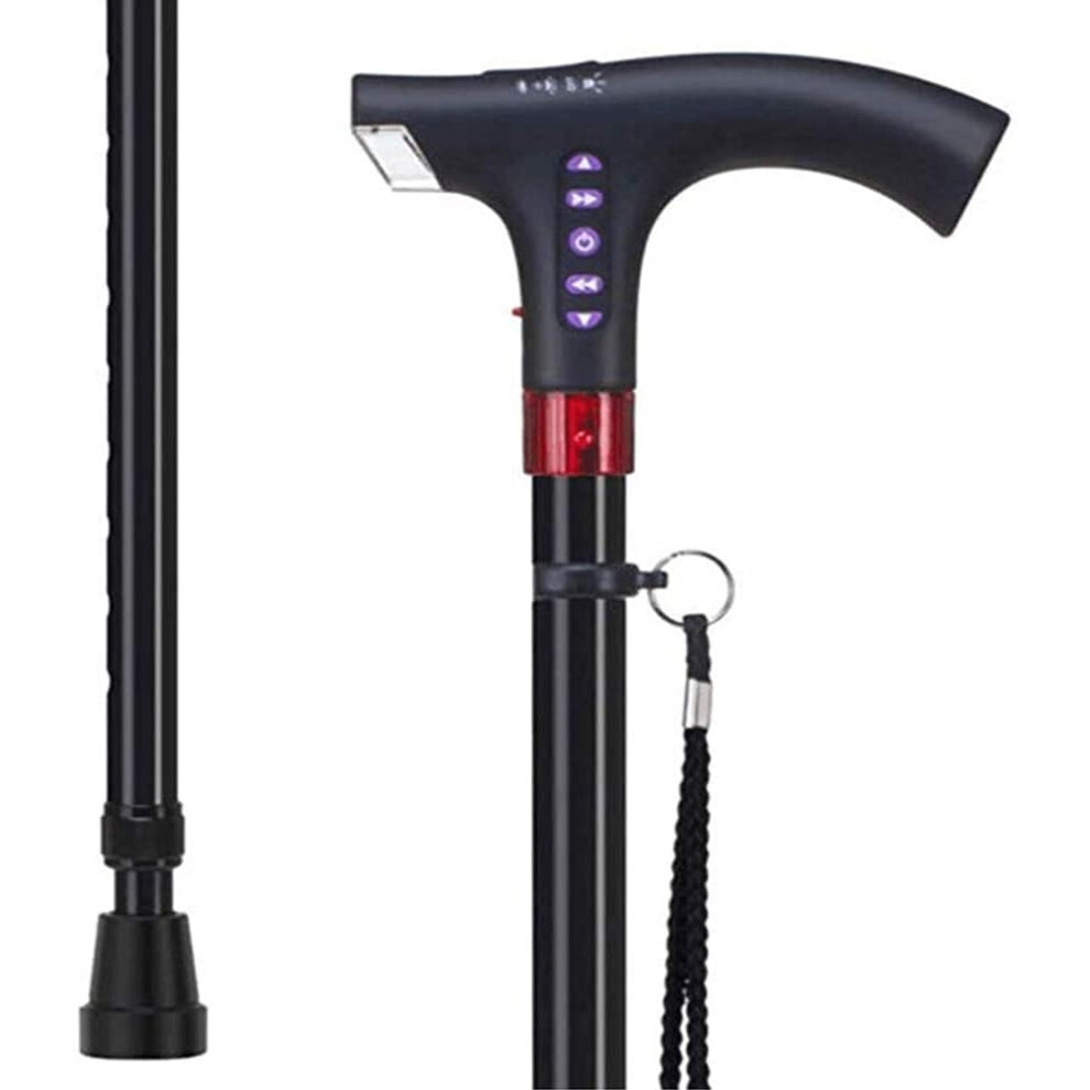 Canes Senior Walking Cane NonSlip LED Lights Alarm Four Feet Retractable Aluminum Alloy Crutch Music Cane Men and Women