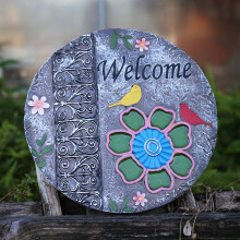 Floral Garden Stepping Stones Rustic Resin Pathway Pavers for Backyards and Flower Beds
