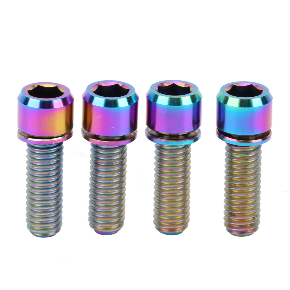 Titanium Alloy Hex Bolts With Washer, High Strength Bike Bolts For Mountain And Road Bicycle, Lightweight And Will Not Rust Fastening Hardware, Aerosp 9463374944737
