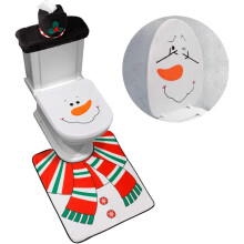 Conjunto festivo de Natal em flanela confortável com capa para assento sanitário natalino e base antiderrapante, compatível com a maioria dos