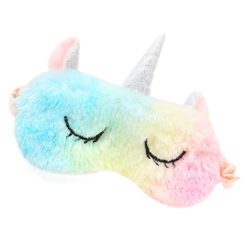Sleeping Mask 3D Fluffy Animal Eye Mask Breathable Travel Sleep Mask Unicorn Rainbow Kids Adults Soft Plush