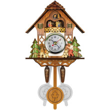3D Mini Cuckoo Clock Wooden Cuckoo Wall Clock 14x6x26 cm Retro Nordic Style Vintage Bird Clock For Home Decoration