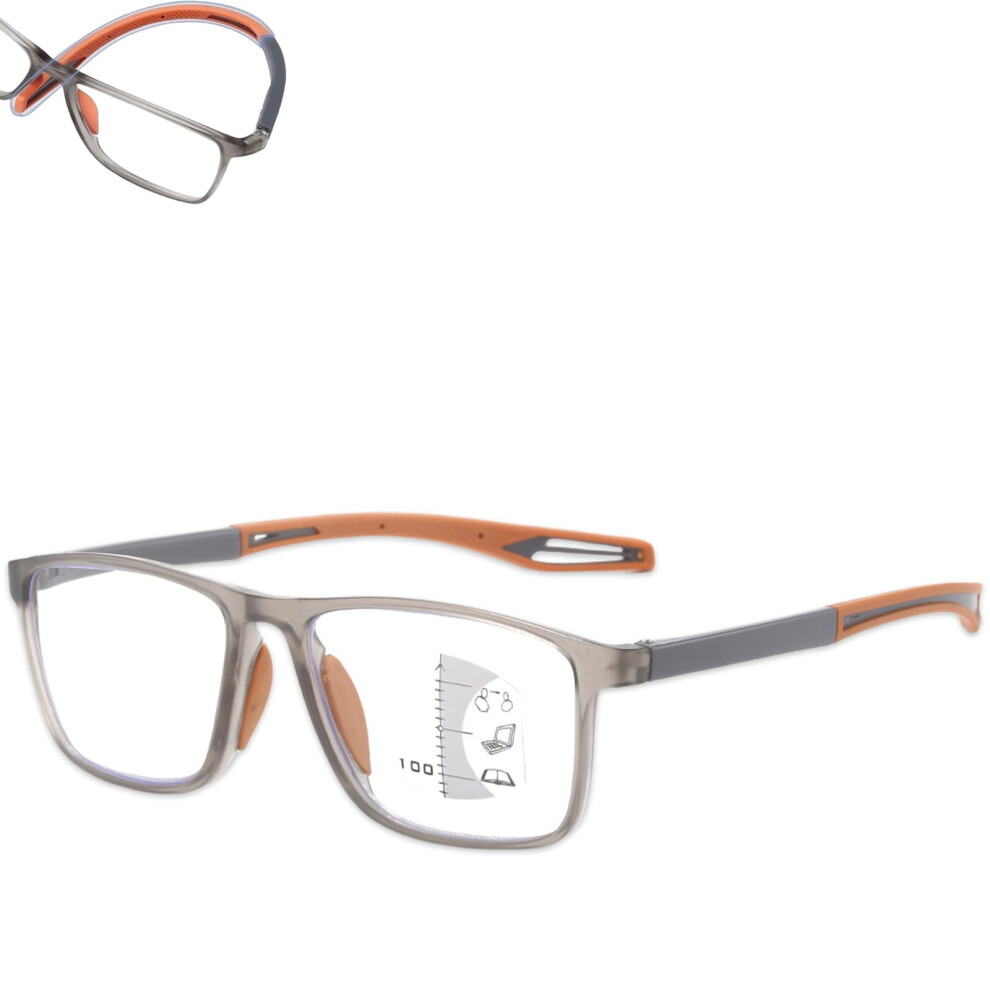 Blue/Light Reading Glasses For Men Blocking Uv400 Ultra Tr90 Wraparound Design 350 01#