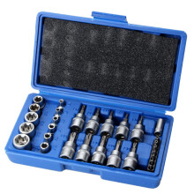 Torx Star Bit Socket Set, 29Piece, Metric Hex Sockets, 1/4Inch Drive, 3/8Inch Drive, 1/2Inch Drive, Hand Use, Storage Case