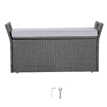 Banco de Armazenamento Externo em Ratan Sintético com Baú de Jardim 151 L-Duoku-séstimo de Terraço com Almofada