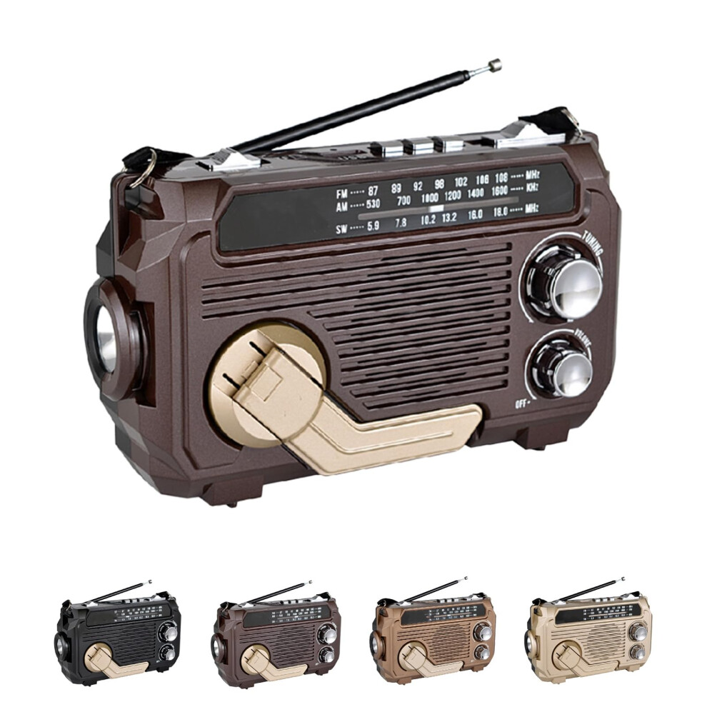 Solarpowered Radio Hand Crank Fm Am Sw Shortwave Classic Style Portable Camping Outdoors Dark/Brown 9382693101198