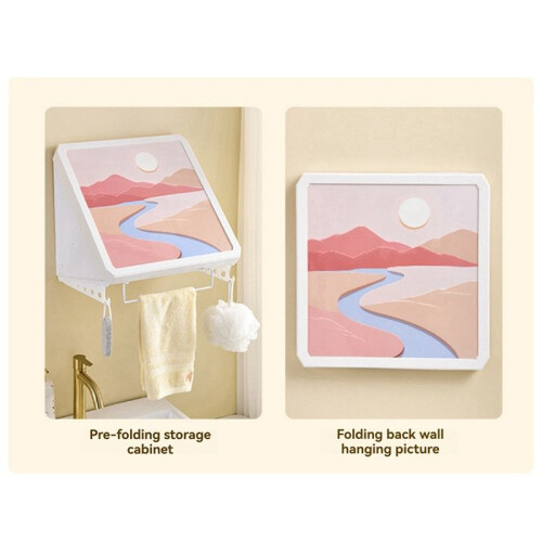 Thickened Waterproof Wall-Mounted Bathroom Storage Box - Easy Foldable , No Drilling Required Night and Bright Moon 2
