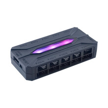 Hub de Ventilateur de Châssis 10 ARGB 3 Broches + PWM 4 Broches Équipés D'un Éclairage de Contrôle à Distance Noir