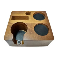 Supporto per Pressa per Caffè Espresso A 6 Fori, Filtro,  di Dosaggio, Base In Legno per Pressa per CaffèSupporto per Cialde per Pressa per