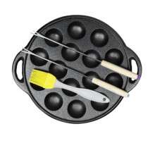 Takoyaki-Pfanne Aus Gusseisen mit 15 Löchern, Kleine Kraken-Backform für Pfannkuchenbällchen, Poffertjes Takoyaki Banh Khot