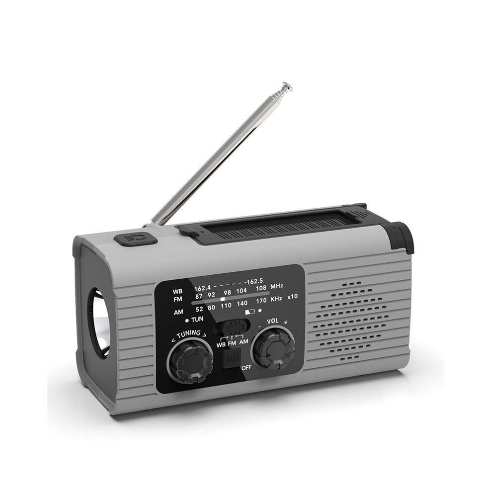 Emergency Radio Hand Crank Radio Multi-Function Am/Fm/Noaa Solar Hand Crank Emergency Radio Sos Alarm 4000Mah Gray 6031382771992