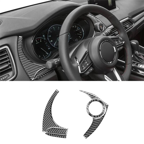 Real Carbon Fiber for  CX9 CX-9 2016-2022 Dashboard Panel Engine Start Stop Button Frame Trim Interior Accessories 2