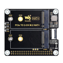 Waveshare für Raspberry Pi 5, Dual Channel PCIe zu M.2-Erweiterungskarte, NVMe SSD HAT+, Standard-Hochgeschwindigkeits-Lese-/Schreib-Boot-Karte