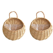 Cesta de Flores de Vime Natural Montada Na Parede Vaso de Flores, Cesta de Vaso de Vime, Amarelo