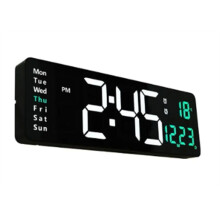 Stor Digital Väggklocka Fjärrkontroll Temp Datum Vecka Display Stäng Av Minne Bordklocka Väggmonterad Dubbla Larm