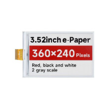 3,52 Inch E-Paper Rood Zwart Wit Display, 360 X 240, SPI Interface Papierachtig Effect Zonder Elektriciteit