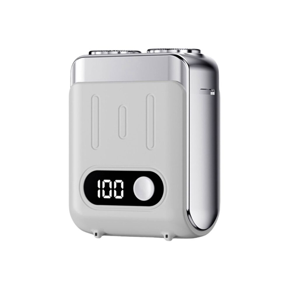 Silver Portable Electric Shaver Travel Trimmer With Digital Display Electric Beard Shaver Shaving Tool Travel Shaver