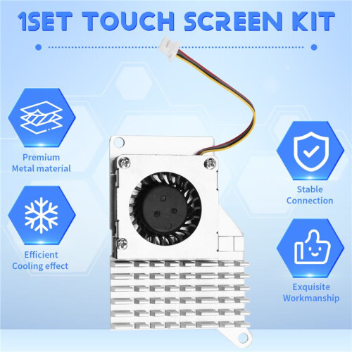 3.5 Inch MHS Touch Screen for Raspberry Pi 5, with Metal Case and Active Cooler Silver Radiator 1