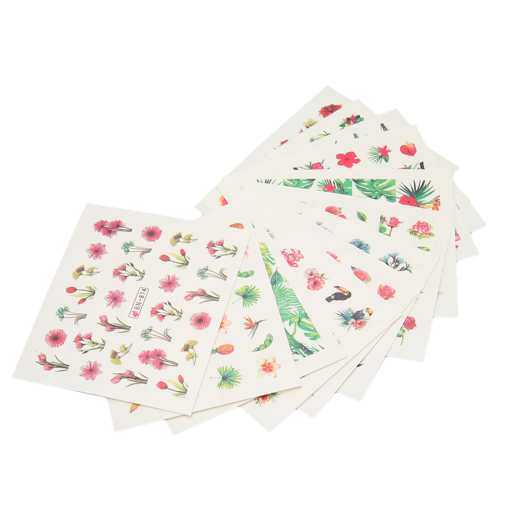 12 Blatt Nail Art Sticker NatÃ¼rliche Pflanzen