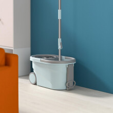 Spin Mop Bucket Set With 3 Microfiber Refills, 360 Degree Spinning Floor Cleaning System, Adjustable Stainless Handle