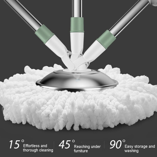 Spin Mop Bucket Set With 3 Microfiber Refills, 360 Degree Spinning Floor Cleaning System, Adjustable Stainless Handle 2