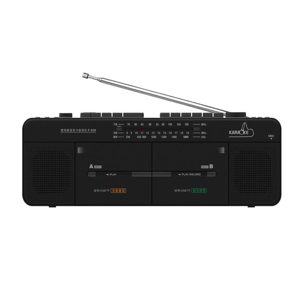 Double Tape Player Cassette Recorder Allinone Retro Radio With Fm Sw Wm Mp3 Usb Tf Card Playback Oneclick Recording 9347817395563