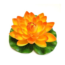 Artificial Lotus Flower 17cm Orange Floating Pond Decorations with Realistic Fade Resistant Colors