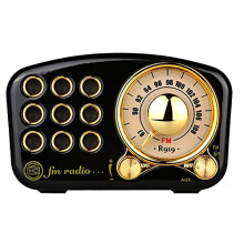 Retro Bluetooth Speaker with FM Radio, Vintage Wooden Design, TF Card Slot, Black