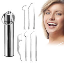 Titanium Toothpicks Set, Waterproof Toothpick Case, Lightweight And Portable For Seamless Travel, Ergonomic Design Ensuring Gum-Friendly Use (7Pcs)