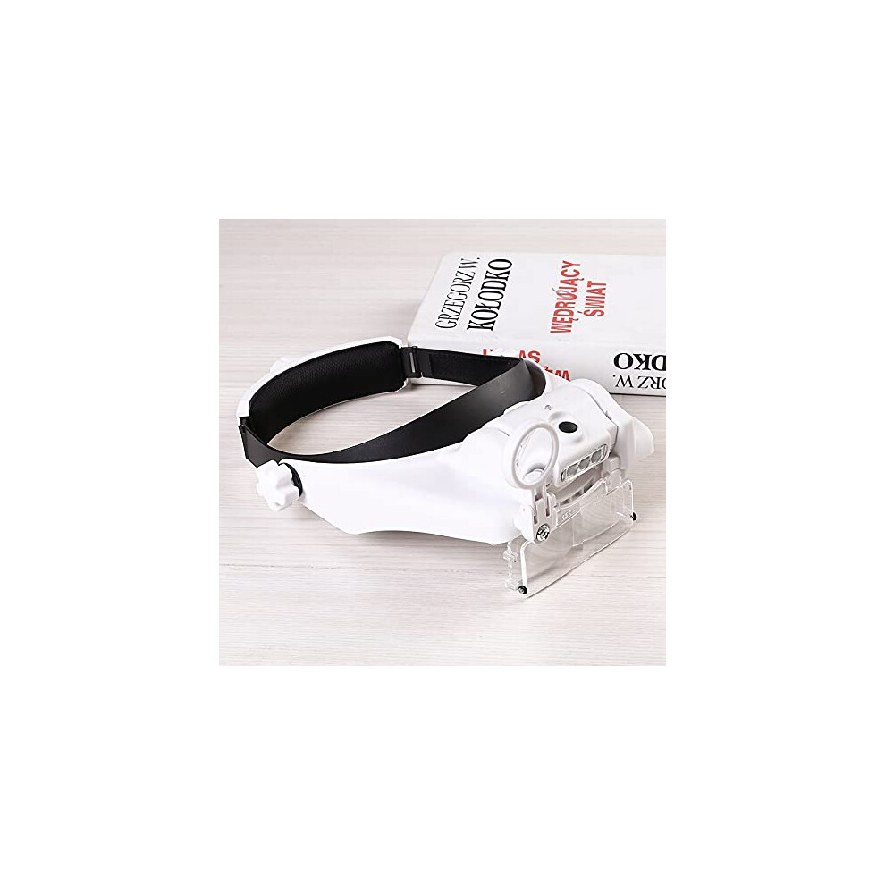 Magnifying Headband Magnifier Three Magnification Levels 1.5X 2X 5X LED Illuminated Loupe Eyewear Glasses