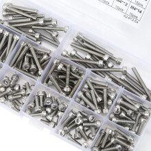 304 Stainless Steel Hex Socket Screw Cap Set 180pcs M4 MultiLength