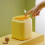 Desktop Trash Can with PresstoOpen Lid, Plastic Mini Garbage Bin for Office, Kitchen, Yellow 4