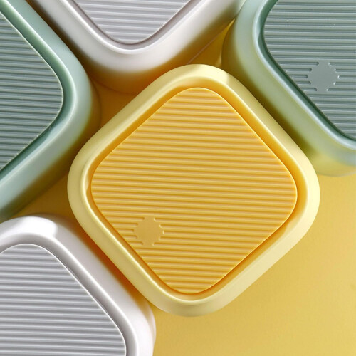 Desktop Trash Can with PresstoOpen Lid, Plastic Mini Garbage Bin for Office, Kitchen, Yellow 2