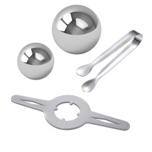 Stainless Steel Ice Balls for Drinks, Reusable Whiskey Chilling Stones with Detachable Rack and Tong