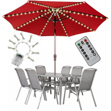 Patio Umbrella Lights Waterproof LED String Lights Battery Operated with Remote and 8 Modes