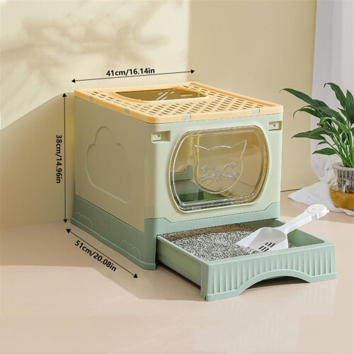 Litter Box XL Foldable With Lid  Entry For Big Cats Easy Clean 1