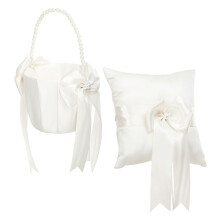Wedding Ring Pillow Set With Flower Girl Basket Reusable Ring Pillow Decorative Basket