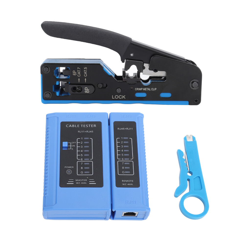 Rj45 Crimp Tool Kit Network Cable Cutter Stripper Tester For Cat5e/Cat6/6A 8191375733265