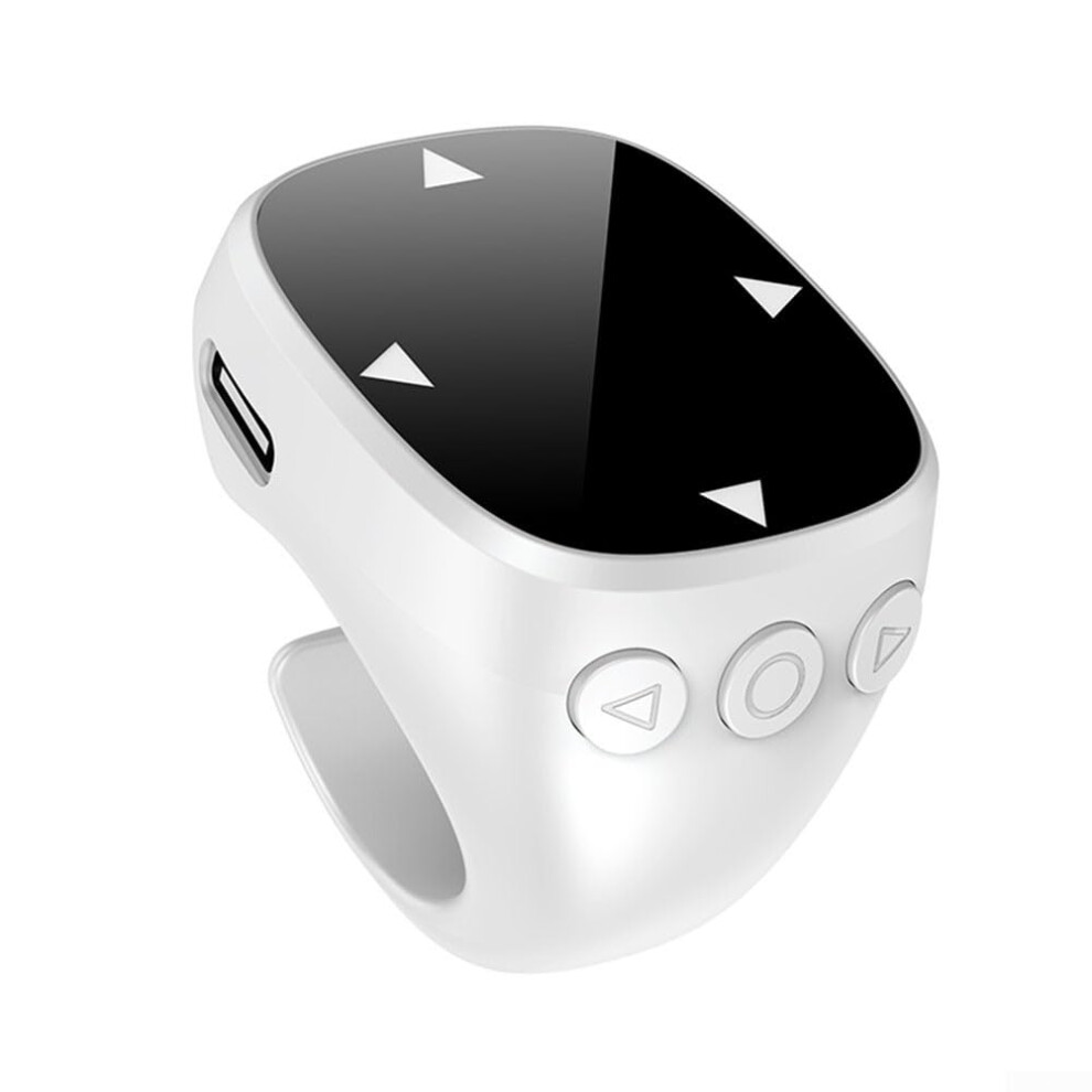 Fingertip Wireless Remote Control Ring, Scrolling Finger Scroller For Camera Shutter & Page Turning, White 9347817294408