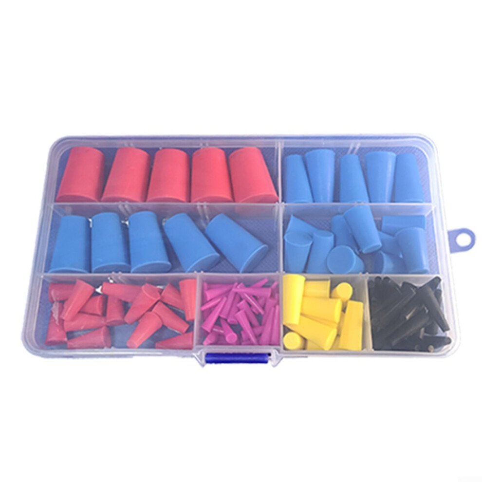 Temp Silicone Rubber Tapered Kit 100Pcs For Masking Holes In Powder Coating, Painting, Oil Injection, 8 Sizes 9189345468681