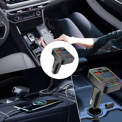 Wireless Car FM Receiver Car Radio Adapter Double USB Hub Enhanced TypeC Interface MultiDevice Support Hands 2