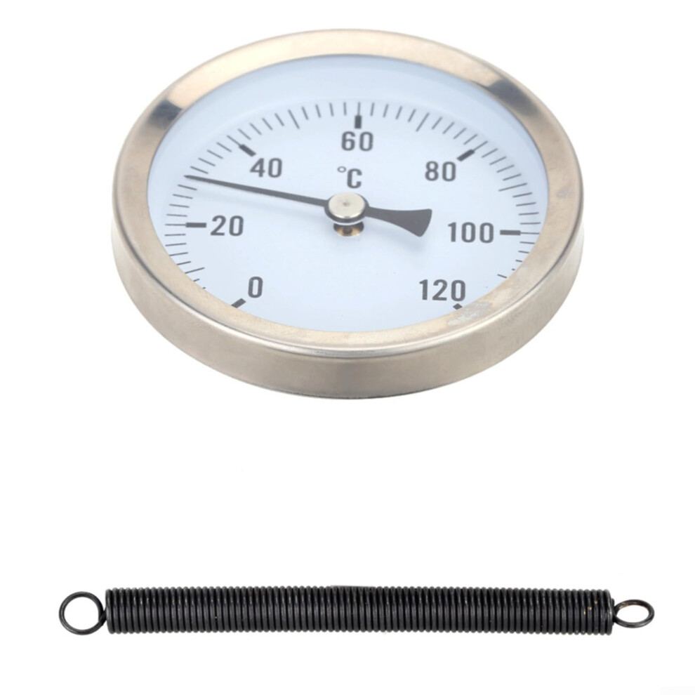 Bimetal Thermometer 0120C With Mounting Spring, 63Mm Industrial Temperature Gauge For Pipes 9382693106919