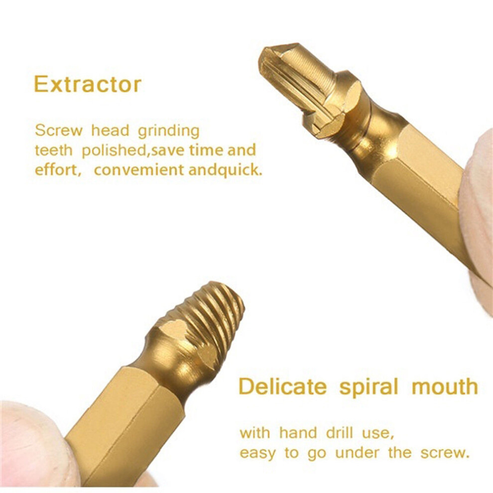 4Pcs Gold Dual Head Screw Extractor Kit For Broken Damaged Screws And Bolts 4921382170906