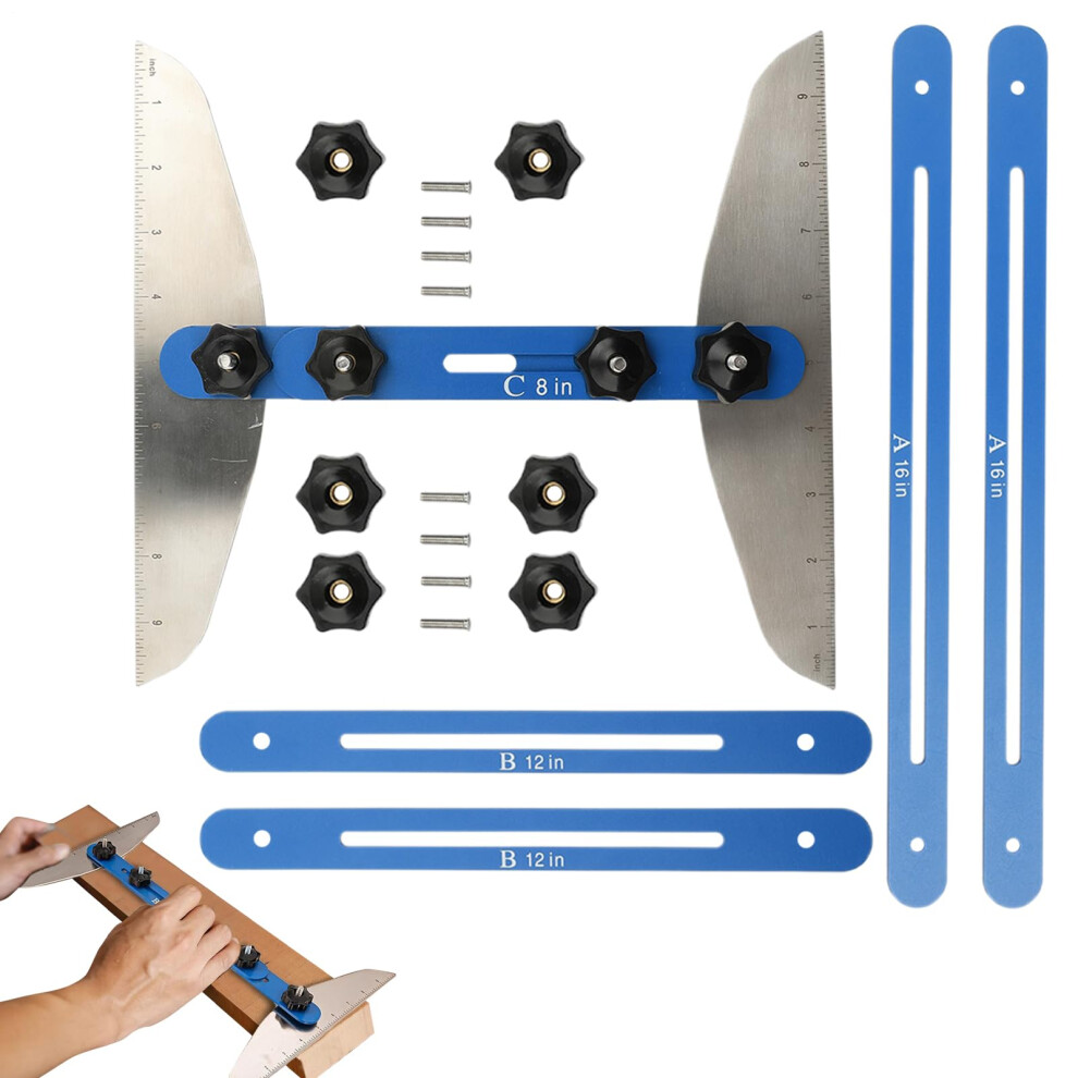Stair Tread Jig 1160 Inch Adjustable Folding Ruler Step Measuring Template Jig Precise Layout Tool For Risers Shelves 9382693002426
